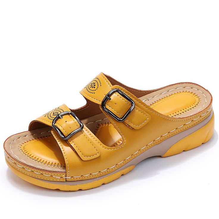 🔥LAST DAY 45% OFF-Breathable Orthopedic Adjustable Ladies Leather Sandals