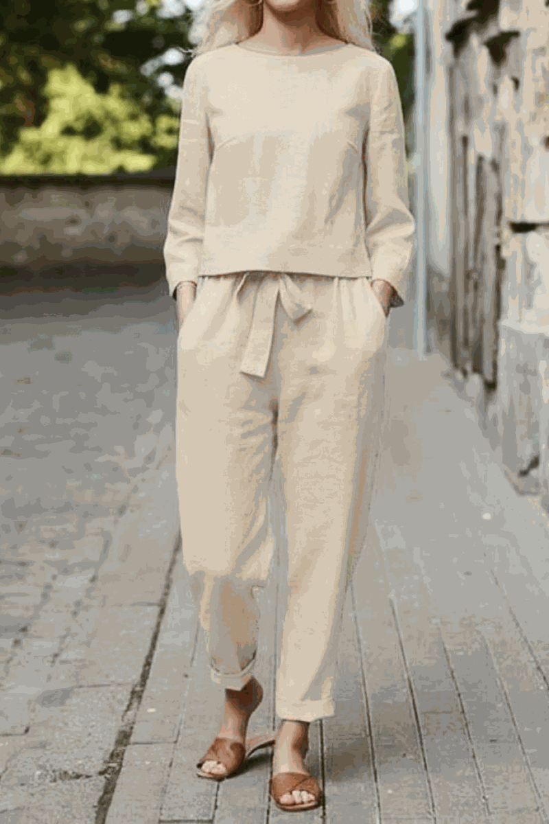 100% Cotton Linen Monochrome 2 Piece Set