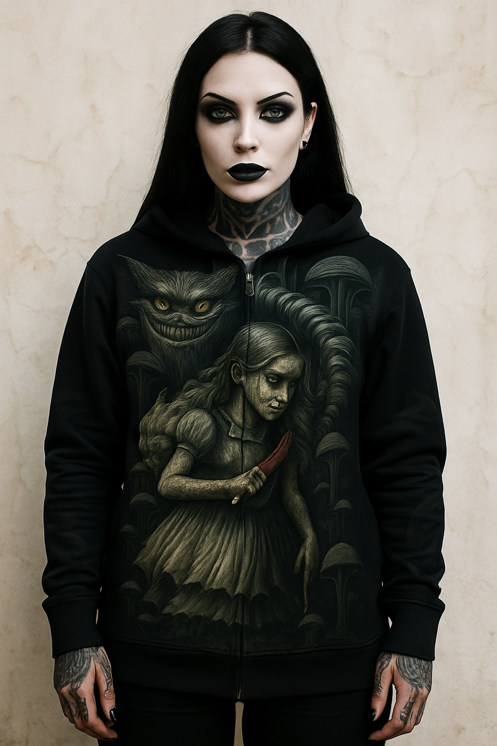 Alice Nightmare – Dark Gothic Zipper Hoodie