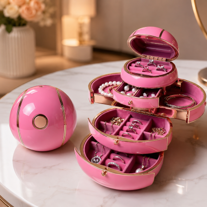 One-Touch Flower-Opening Spherical Jewelry Box