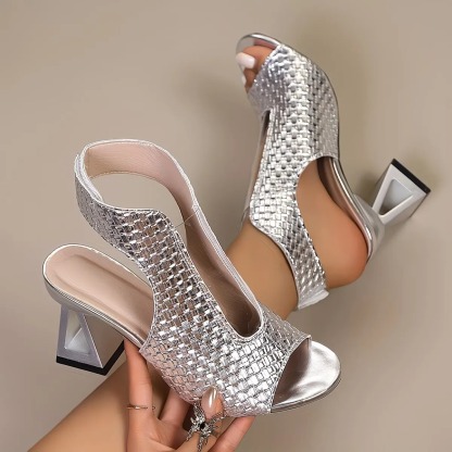 Women's Elegant Woven Texture Heels