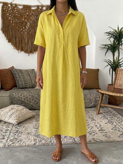 Women’s Cotton Linen Polo Dress