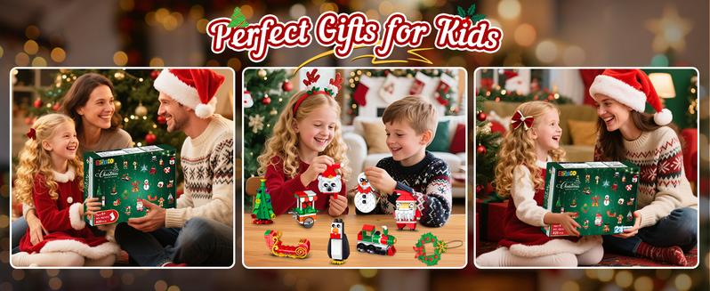 24 Days Christmas Countdown Ornaments Building Set with Hanging Christmas Tree, Wreath, Santa, Snowman, Gingerbread, Reindeer, Nutcracker Snowflakes Xmas Stocking Stuffer Decor Toy Gift for Kids Girl Boys  Ages 6+