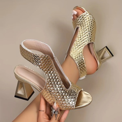 Women's Elegant Woven Texture Heels