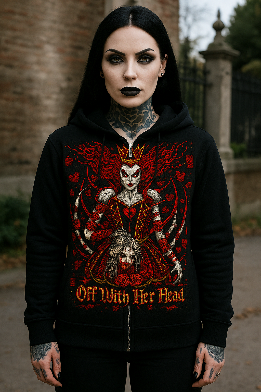 Queen of Hearts – Off With Her Head Zipper Hoodie