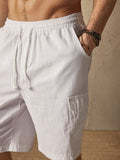 Linen Style Casual Shorts with Pockets