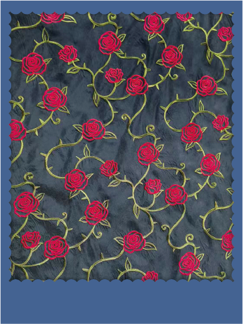 Dark Floral Embroidered Tencel Viscose Fabric - 001-3