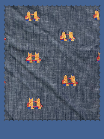London Tower Bridge Embroidered 100% Tencel Fabric - 007