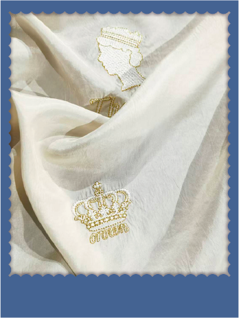 Royal Monogram Embroidery Fabric (65% Tencel) - 017-2