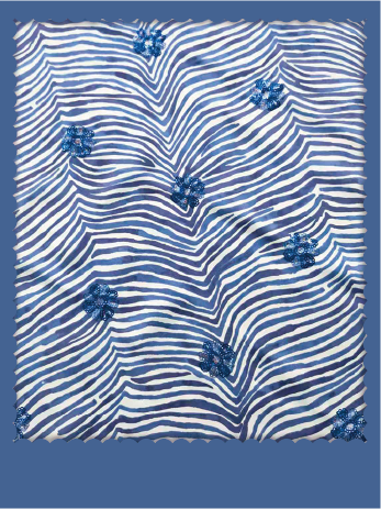 Sequined Floral Zebra Print Tencel Fabric - 017