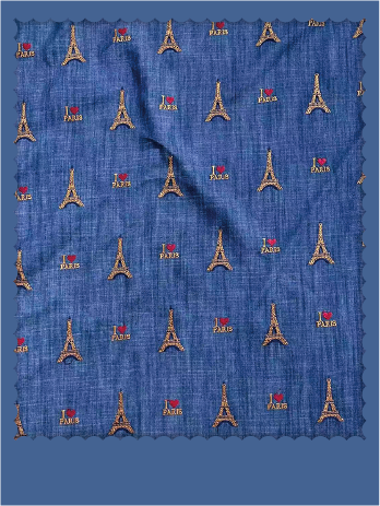 "I Love Paris" Embroidered Tencel Fabric - 018-2