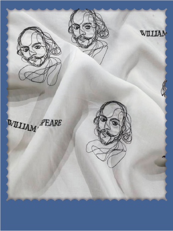 William Shakespeare Embroidery Tencel Fabric - 018-3