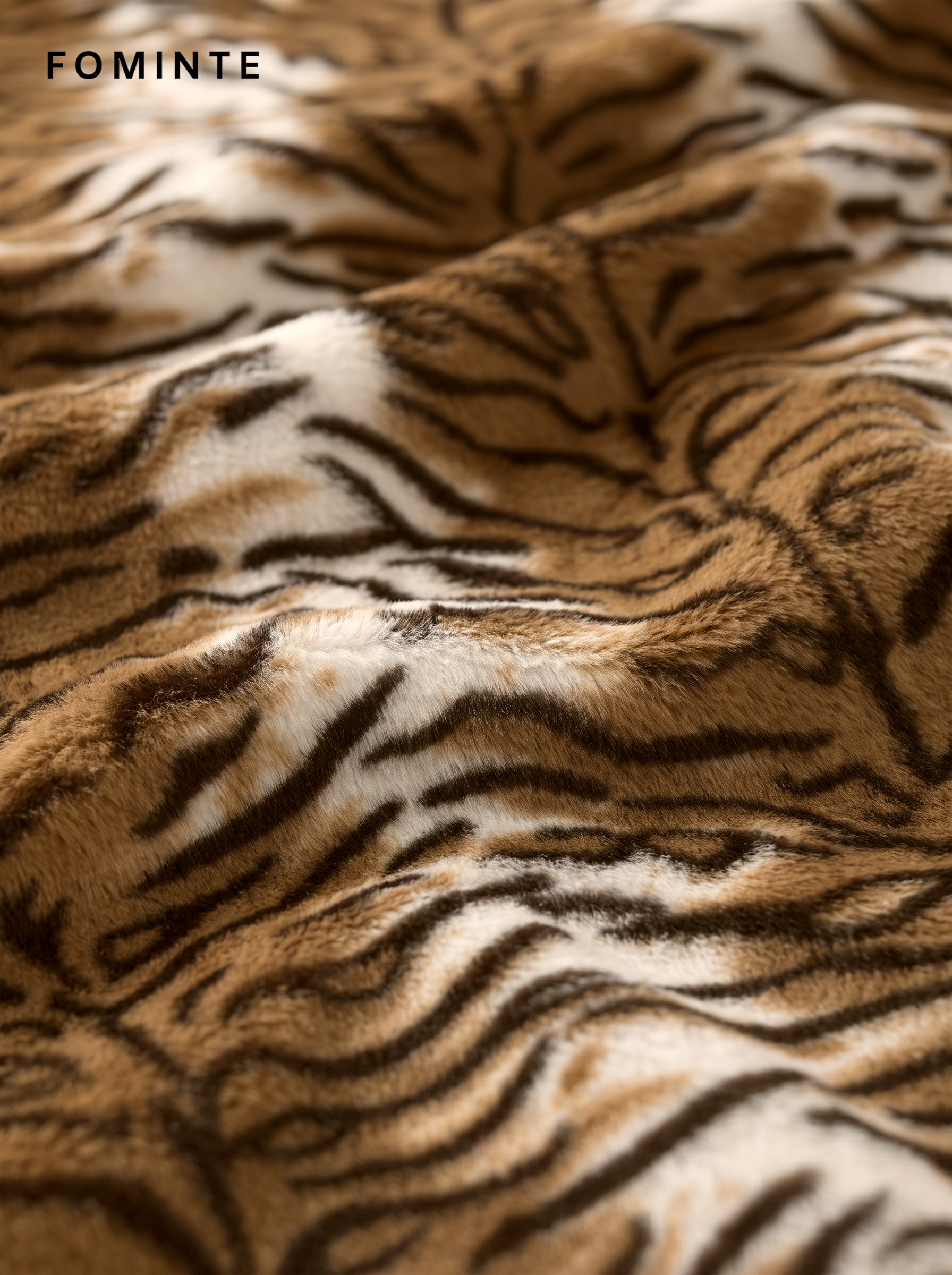 Warm Ivory Tiger-Inspired Faux Fur Coat