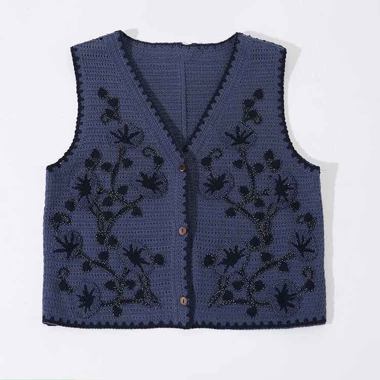 Navy Crochet Vest - FM0102000122