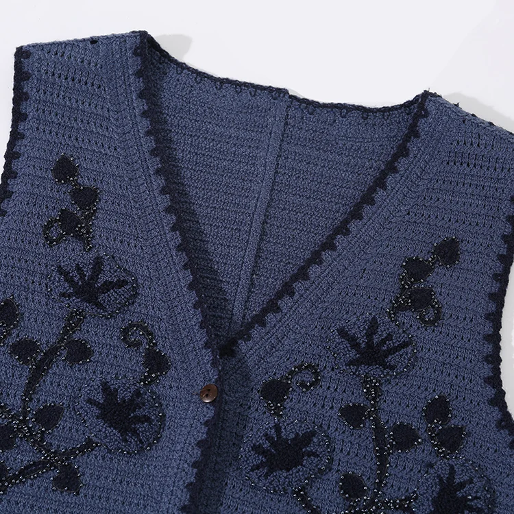 Navy Crochet Vest - FM0102000122