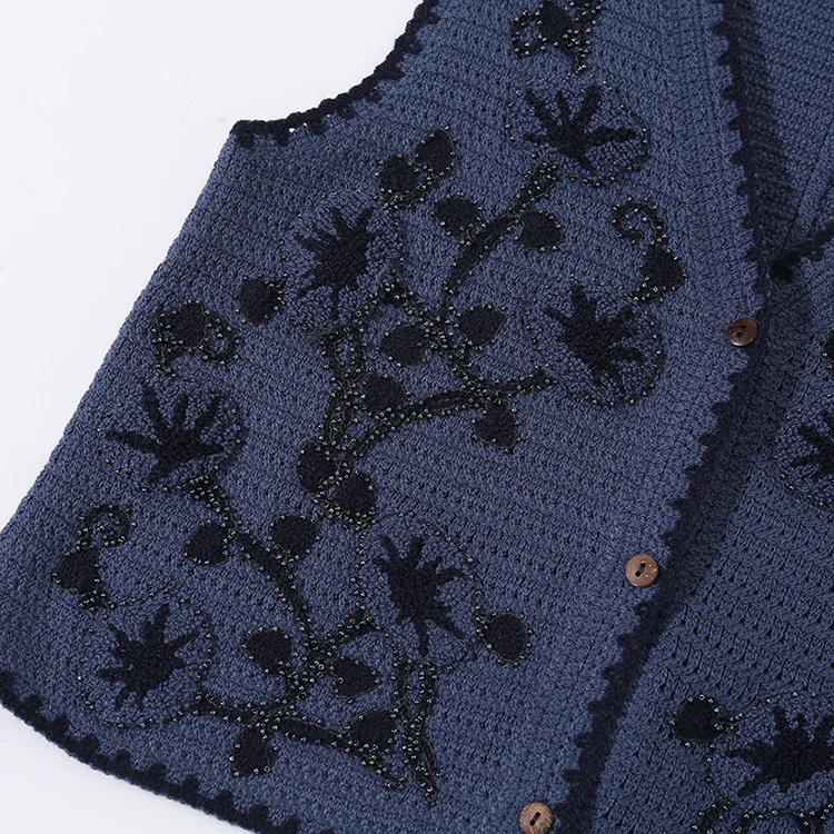 Navy Crochet Vest - FM0102000122