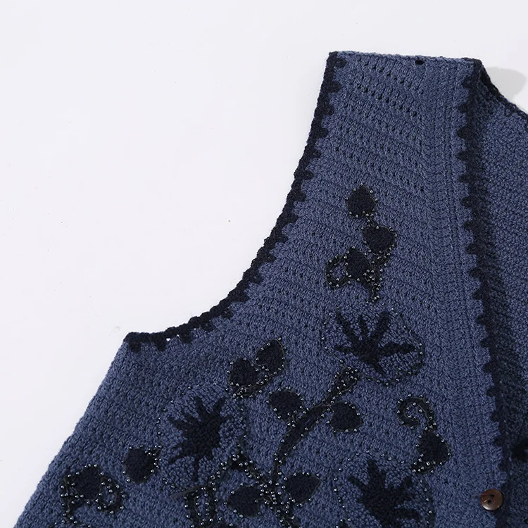 Navy Crochet Vest - FM0102000122