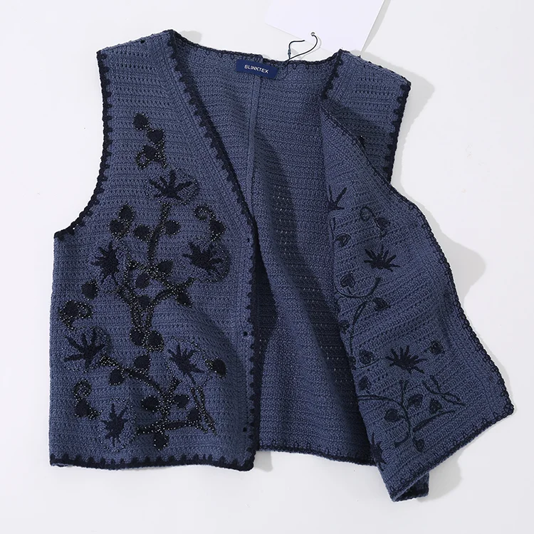 Navy Crochet Vest - FM0102000122