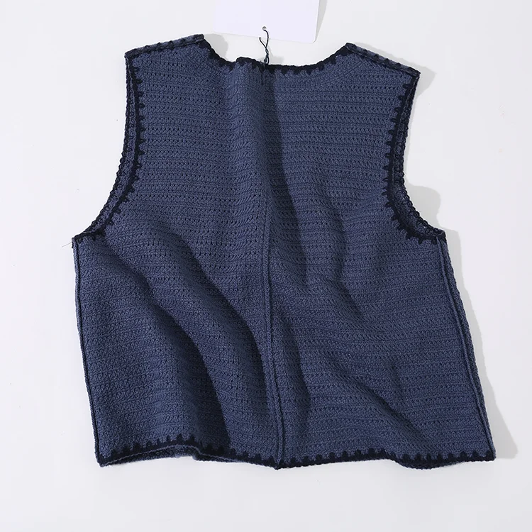 Navy Crochet Vest - FM0102000122