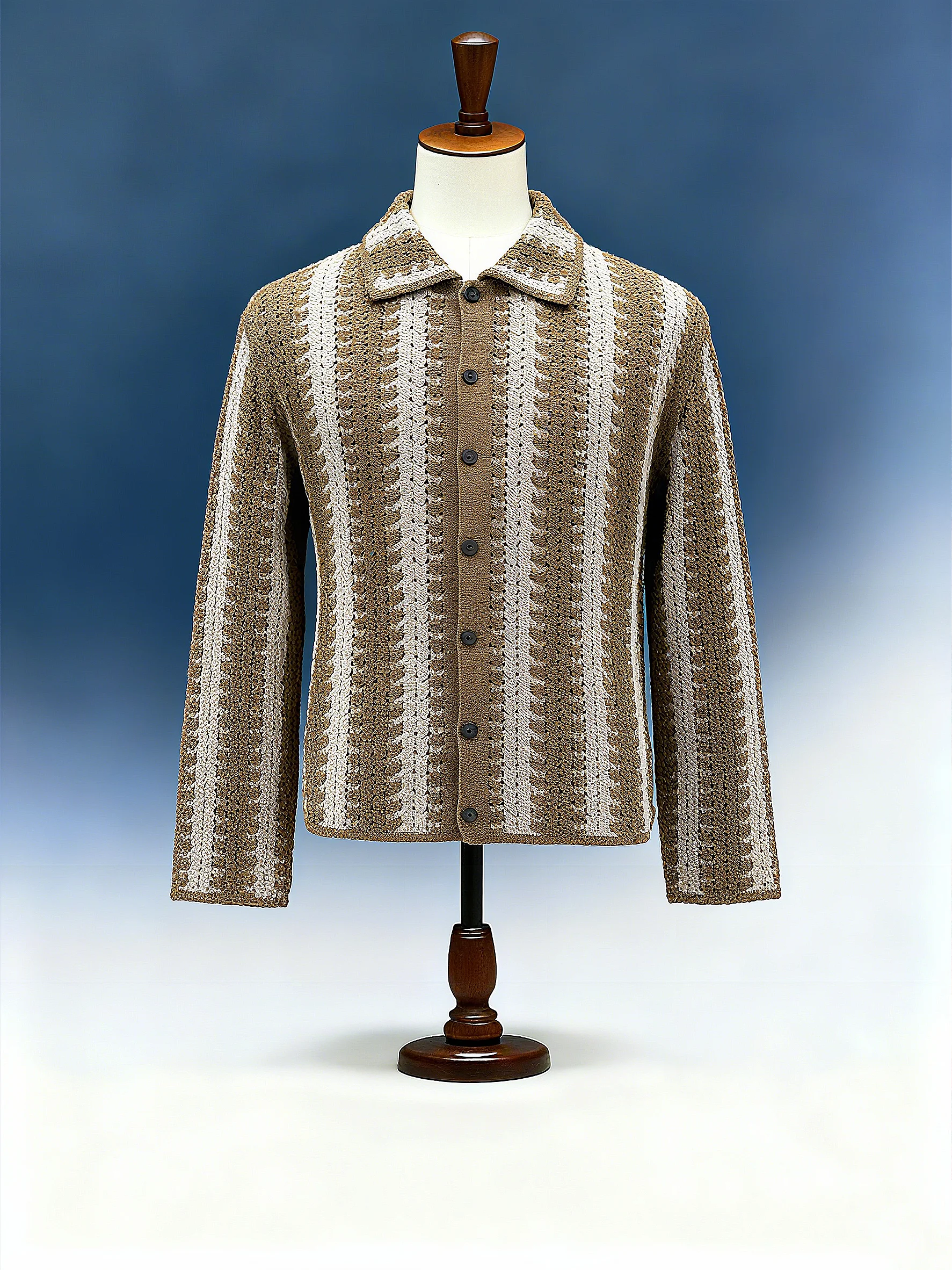 Men's Color Block Crochet Polo - FM0101000047