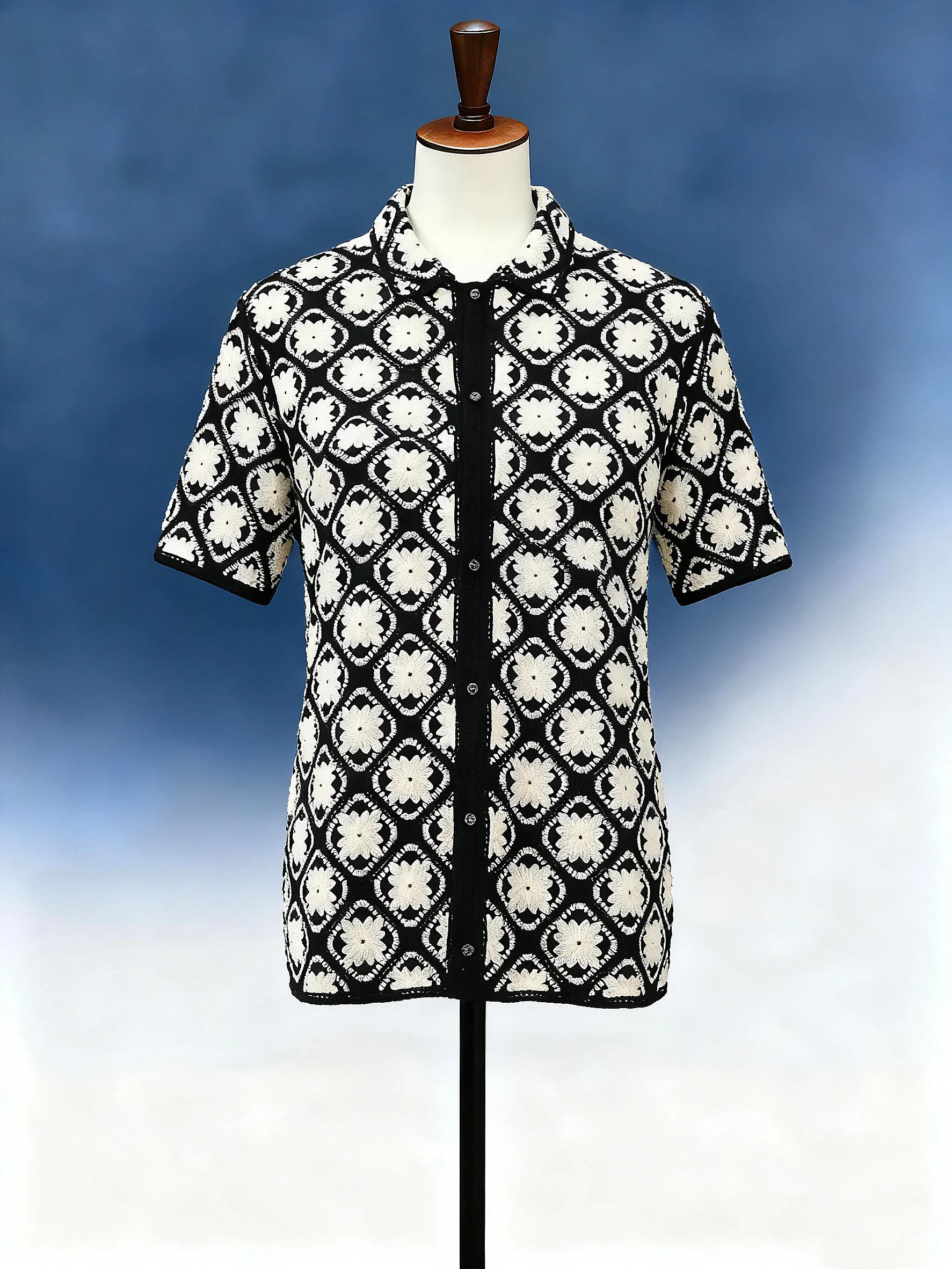 Men's Striped Crochet Polo - FM0101000050