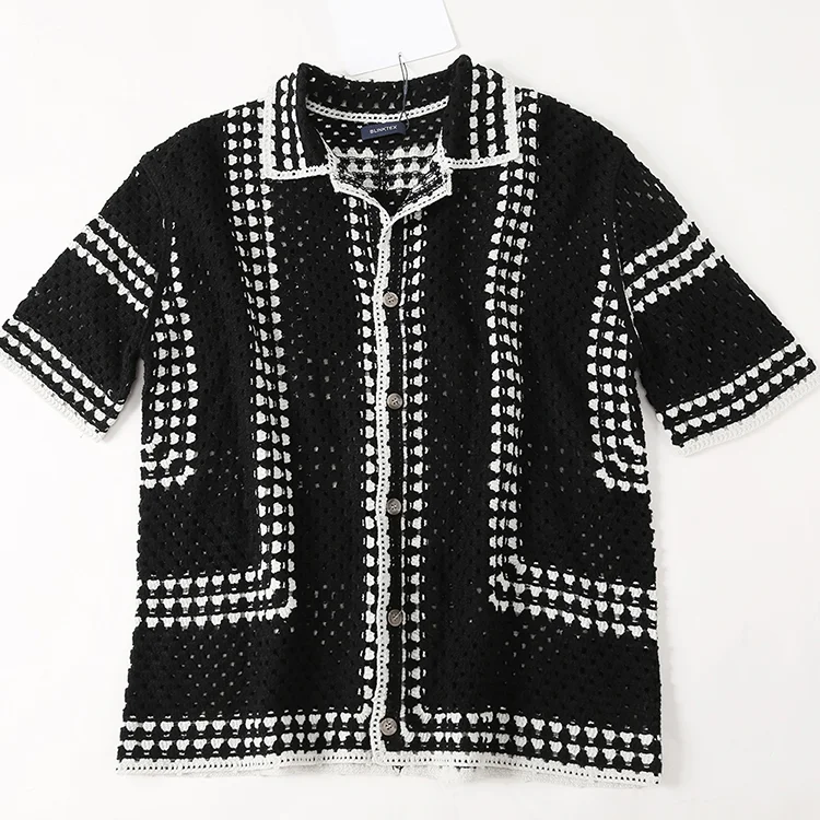 Men's Striped Crochet Polo - FM0101000019