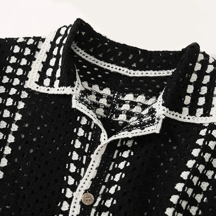 Men's Striped Crochet Polo - FM0101000019