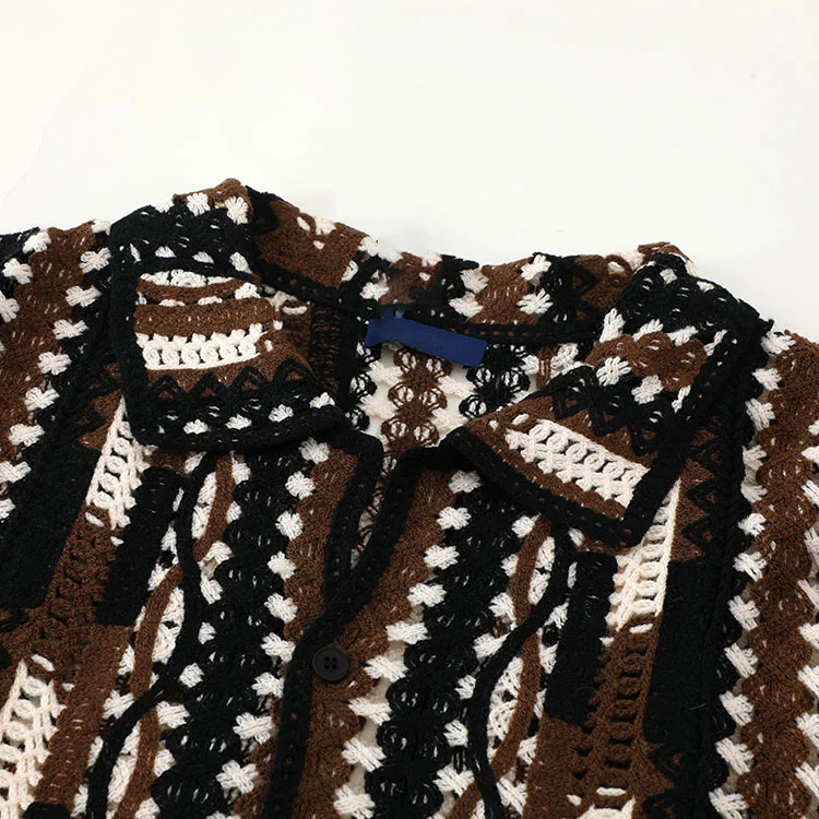 Men's Multi-Texture Stripe Crochet Shirt - FM0101000033