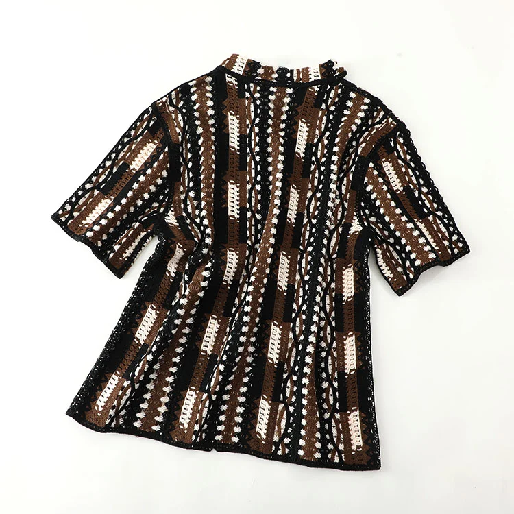 Men's Multi-Texture Stripe Crochet Shirt - FM0101000033