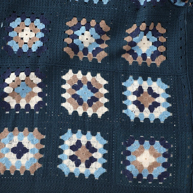 Men's Granny Square Crochet Shirt Jacket - FM0101000034