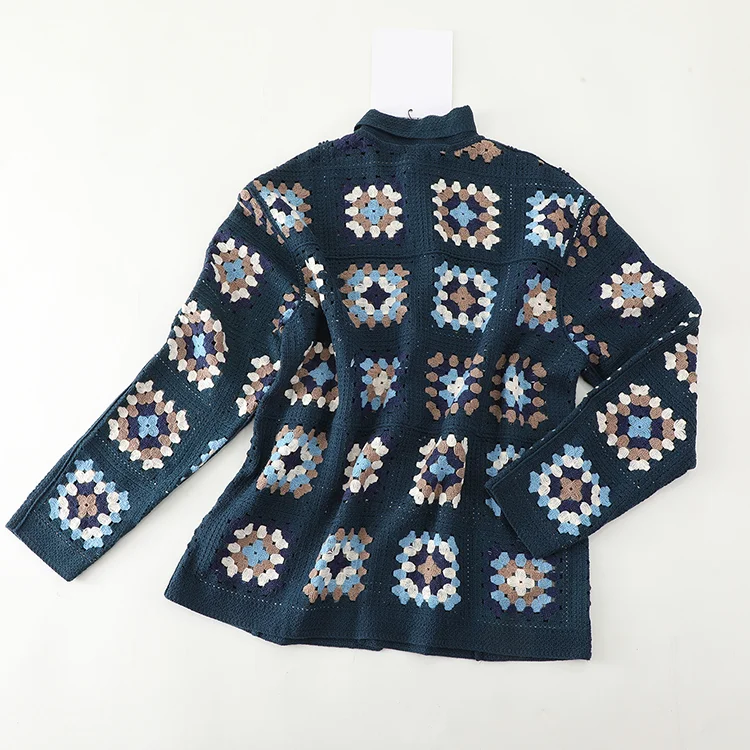Men's Granny Square Crochet Shirt Jacket - FM0101000034