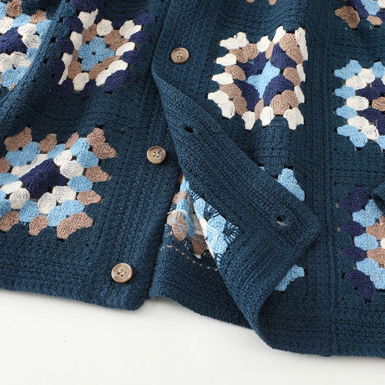 Men's Granny Square Crochet Shirt Jacket - FM0101000034