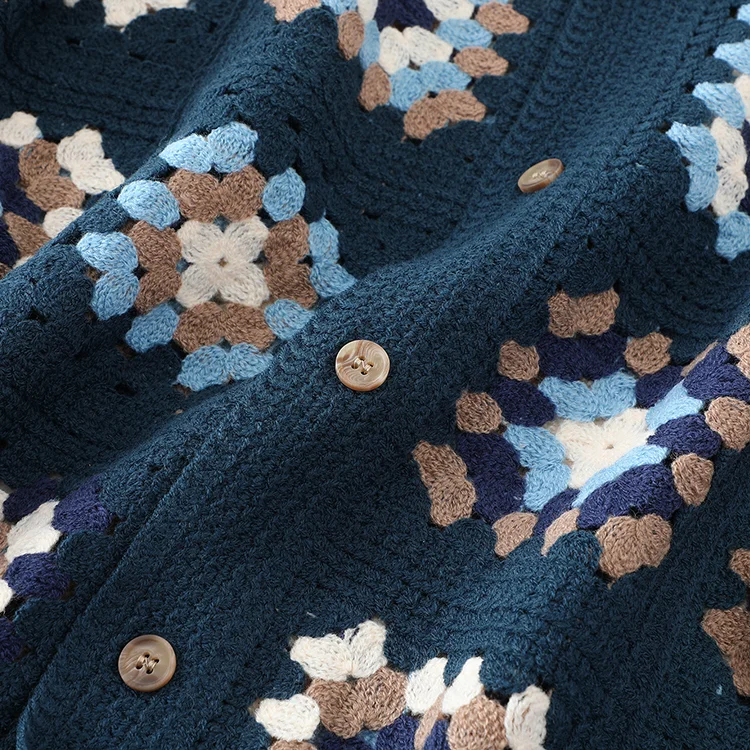 Men's Granny Square Crochet Shirt Jacket - FM0101000034