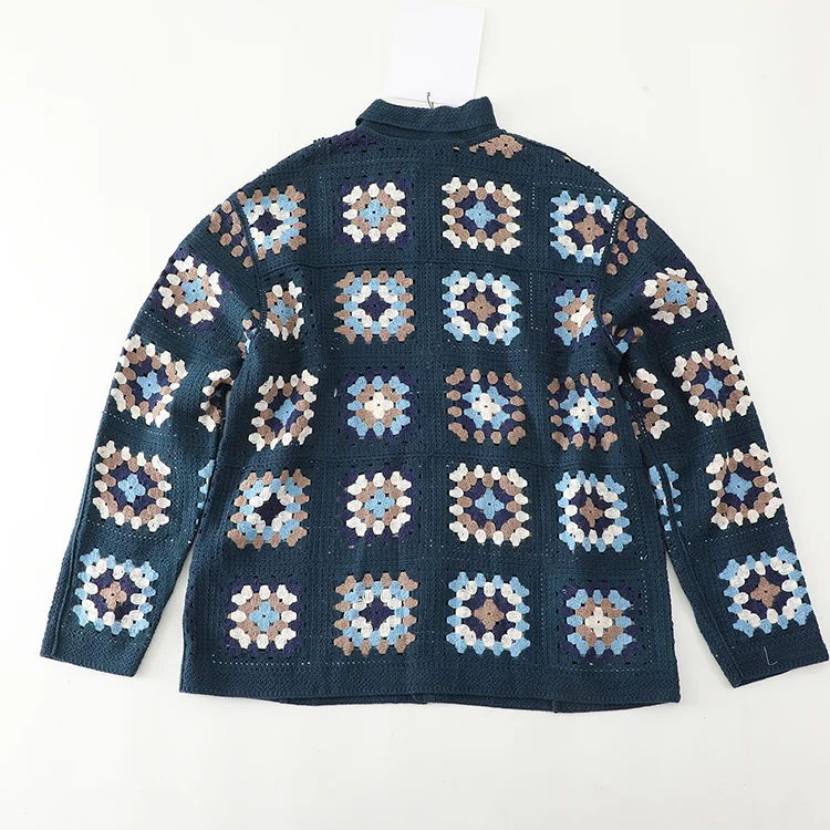 Men's Granny Square Crochet Shirt Jacket - FM0101000034