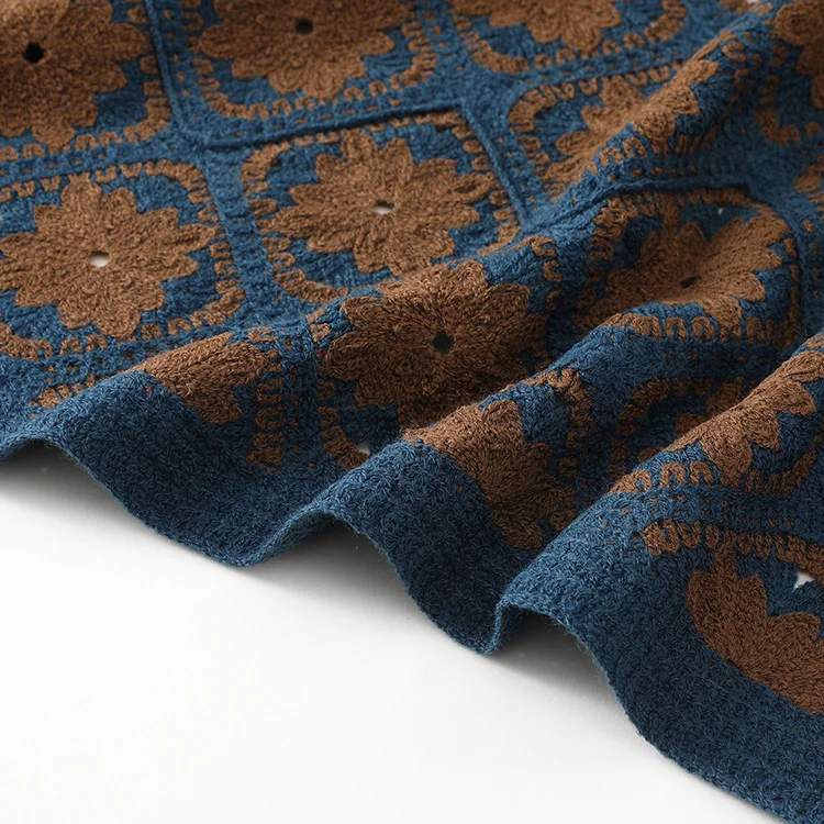 Men's Floral Crochet Camp Collar Shirt - FM0101000037