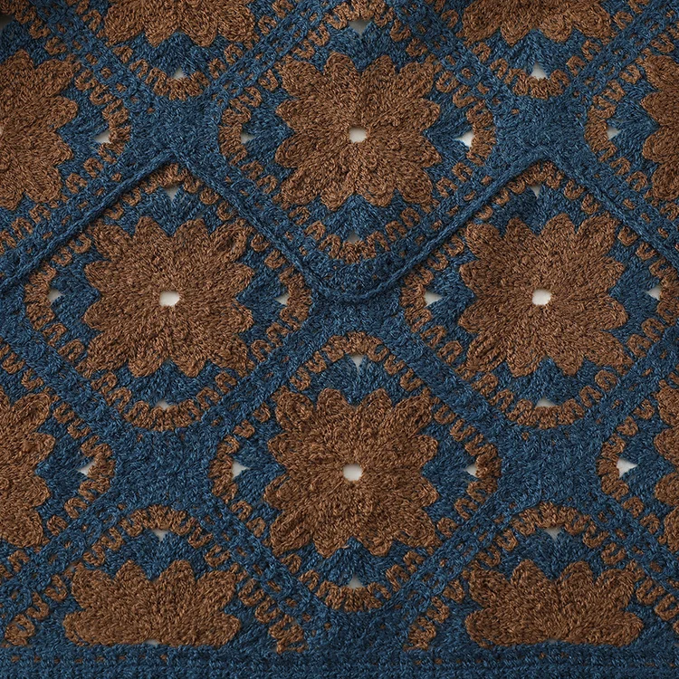 Men's Floral Crochet Camp Collar Shirt - FM0101000037