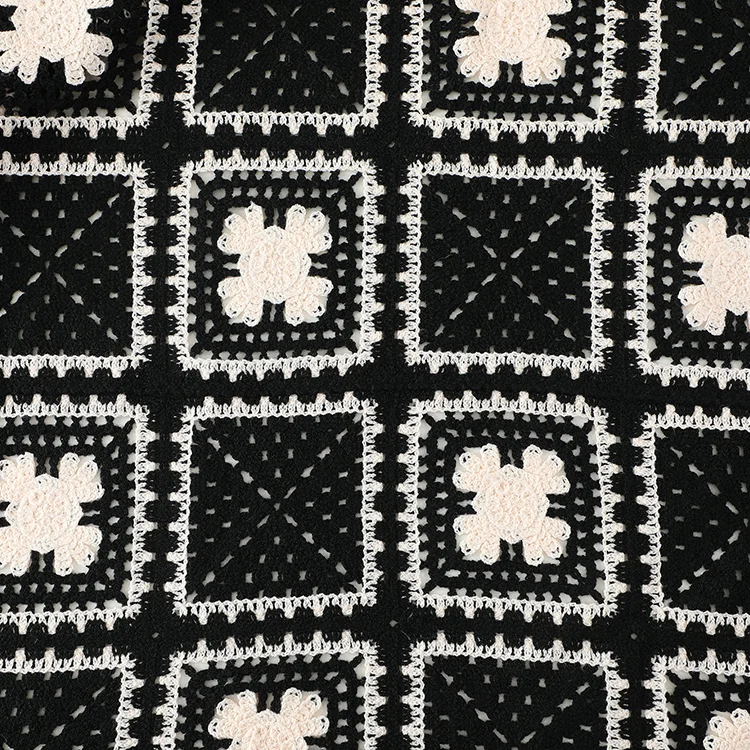 Men's Checkerboard Floral Crochet Shirt - FM0101000043