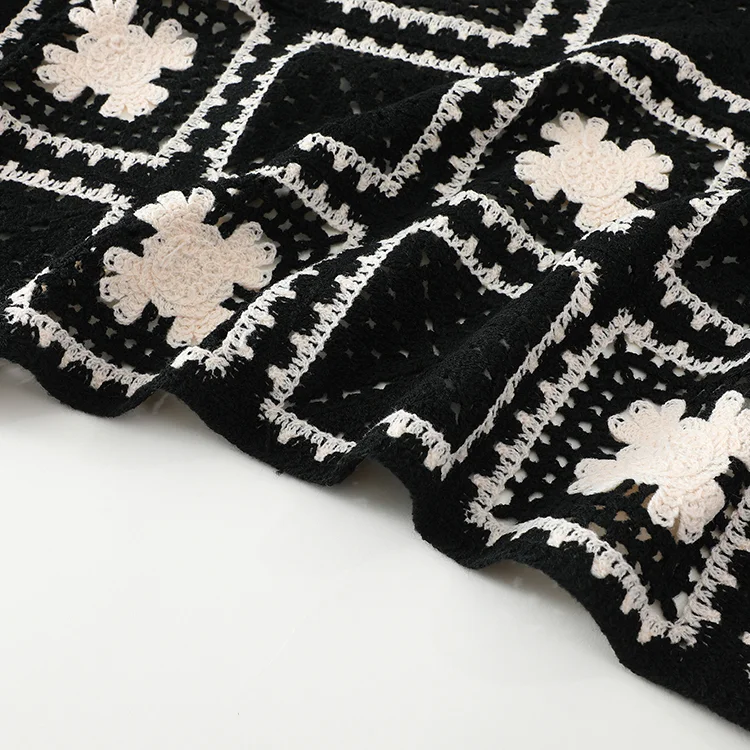 Men's Checkerboard Floral Crochet Shirt - FM0101000043