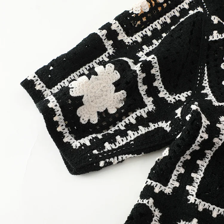 Men's Checkerboard Floral Crochet Shirt - FM0101000043