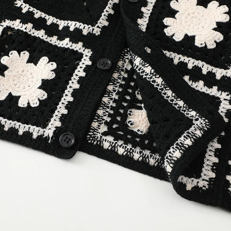 Men's Checkerboard Floral Crochet Shirt - FM0101000043