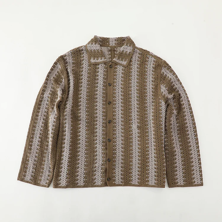 Men's Color Block Crochet Polo - FM0101000047