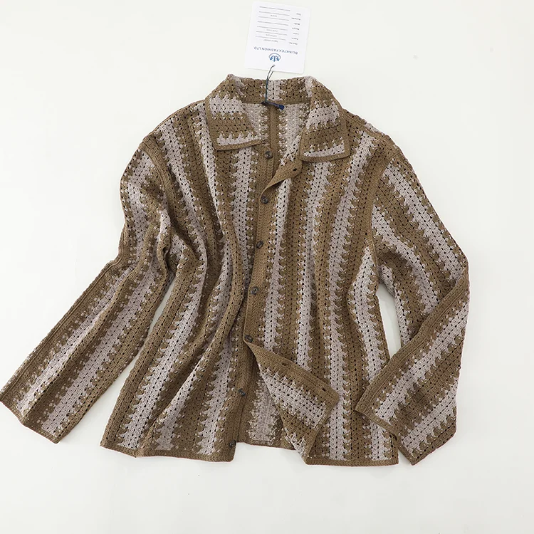 Men's Color Block Crochet Polo - FM0101000047