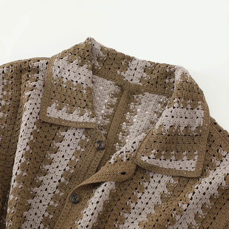 Men's Color Block Crochet Polo - FM0101000047