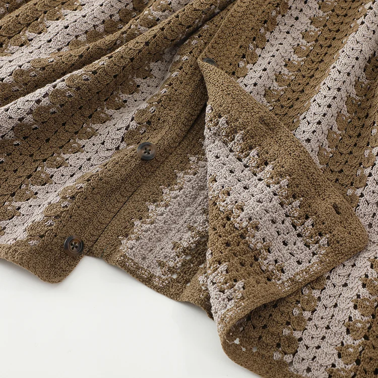 Men's Color Block Crochet Polo - FM0101000047