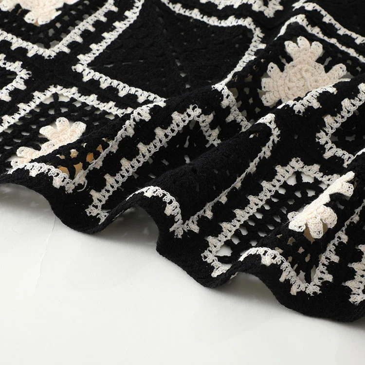 Men's Floral Checkerboard Crochet Shirt - FM0101000049