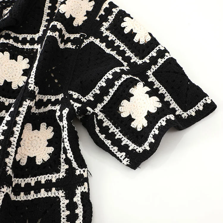 Men's Floral Checkerboard Crochet Shirt - FM0101000049