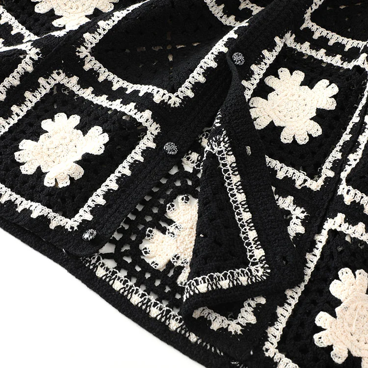 Men's Floral Checkerboard Crochet Shirt - FM0101000049