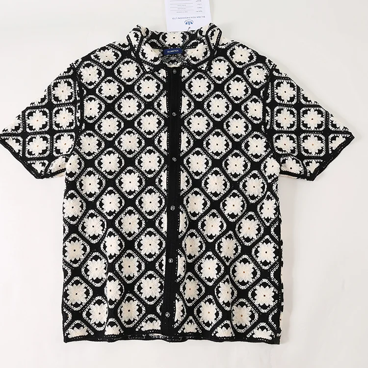 Men's Striped Crochet Polo - FM0101000050