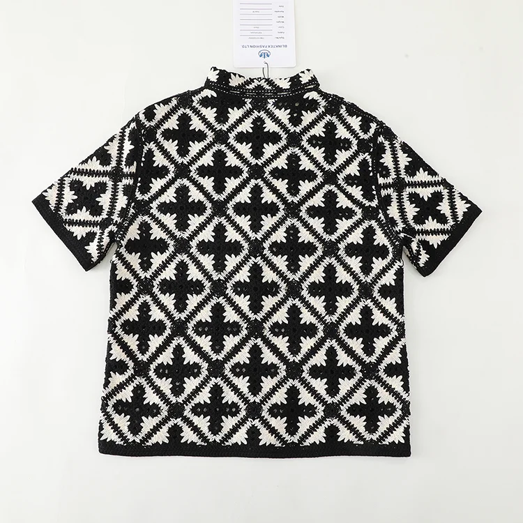 Men's Geometric Graphic Crochet Shirt - FM0101000052