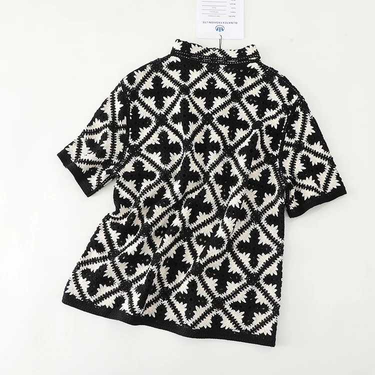 Men's Geometric Graphic Crochet Shirt - FM0101000052